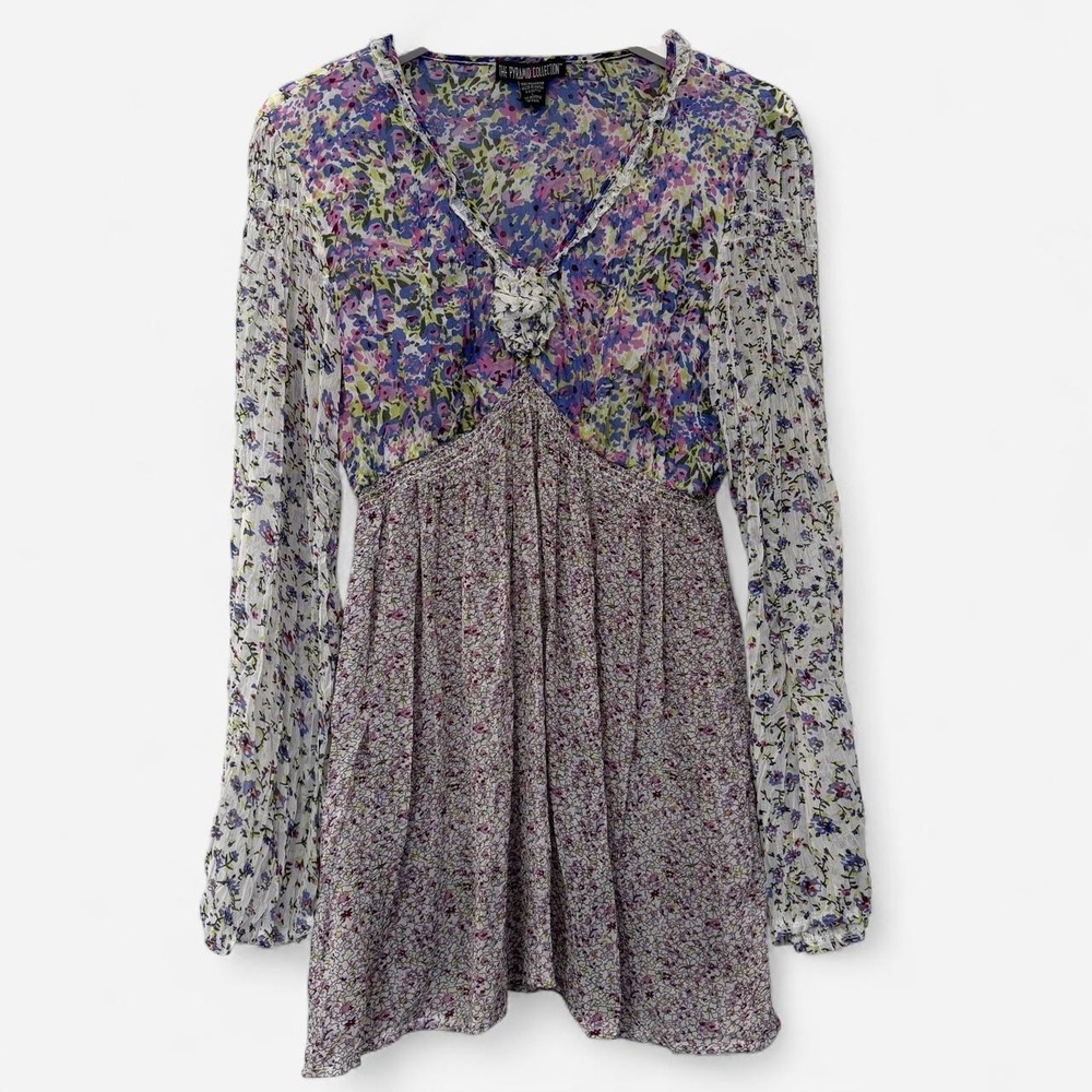 00's The Pyramid Collection Mixed Floral Fairycore Dress Y2K